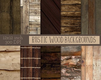 Rustic Wood Digital Paper Pack, Scrapbook Backgrounds jpg textures