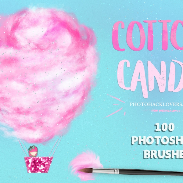 100 Cotton Candy Photoshop brushes,COTTON CANDY, candy Photoshop brushes, Cotton Candy Background,, Glitter Bokeh, Instant download