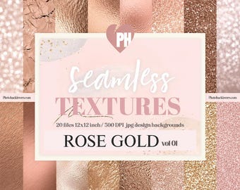 Digital Paper Pack: Metallic Rose Gold Backgrounds - 20 Luxury Designs