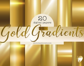 Gold Foil Gradient Paper - Luxury Metallic Printable Backgrounds