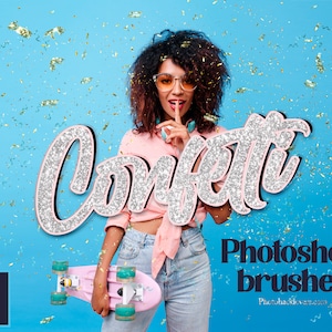 20 Realistic Confetti Photoshop brushes | confetti overlays | Create realistic Falling confetti and glitter overlay effects in Photoshop