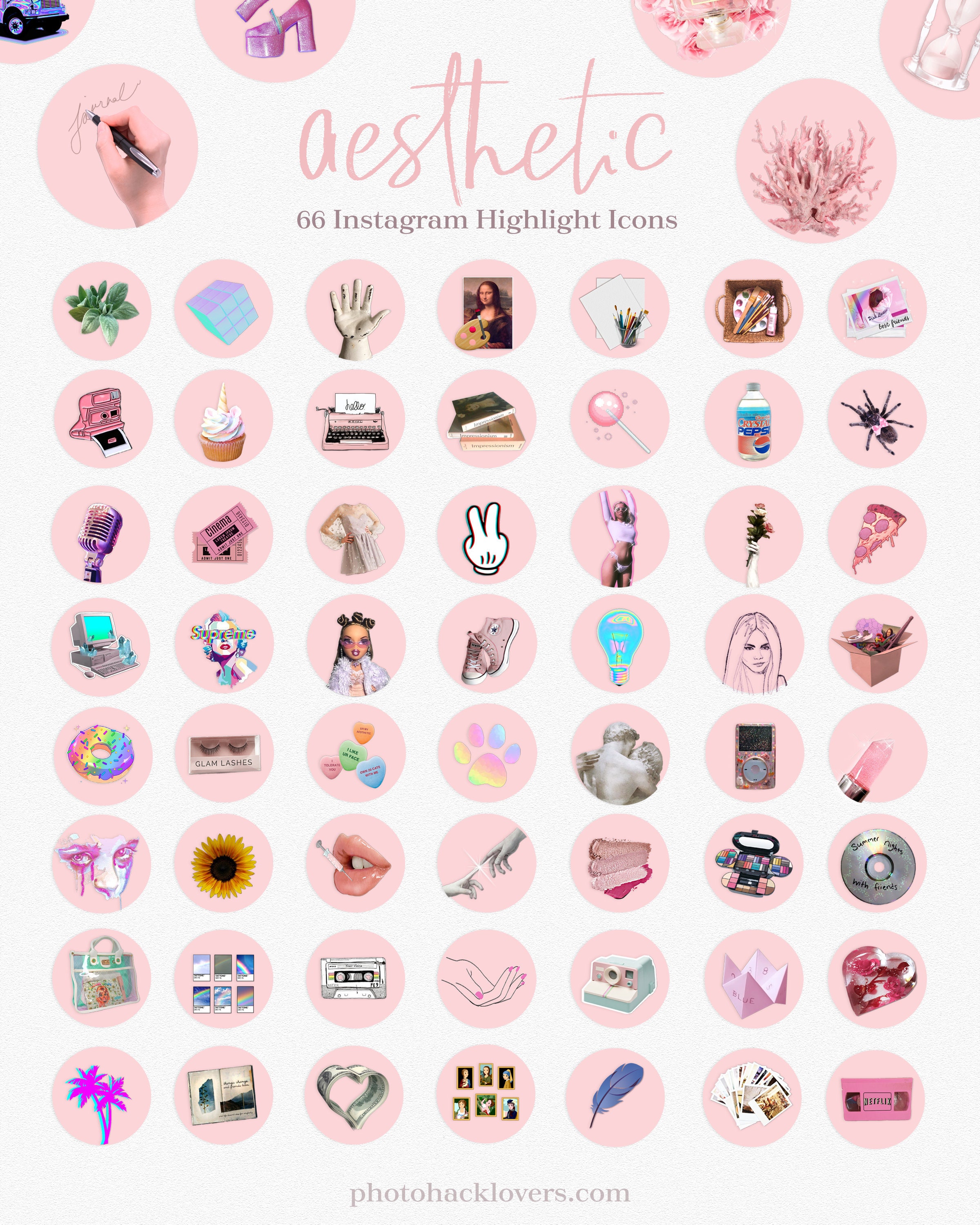 Kelly Hill - Free Instagram Highlights Template - Wanderlust Pink 02 Icons
