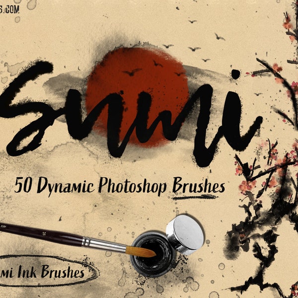 JAPANESE - sumie - PHOTOSHOP BRUSHES, sumie brush, vintage japanese, japanese paper, sumi, brushes, vintage brushes, photoshop