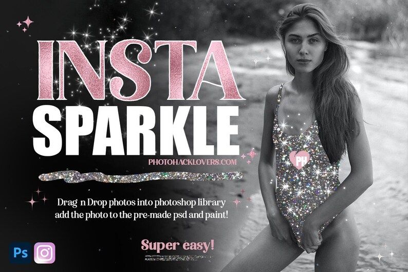 Szablon Sparkle Photoshop: efekty kryształów na Instagramie (edytowalny plik PSD) zdjęcie 6