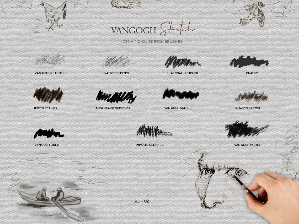 Vincent Van Gogh Brushes A Set of 60 Dynamic Etsy