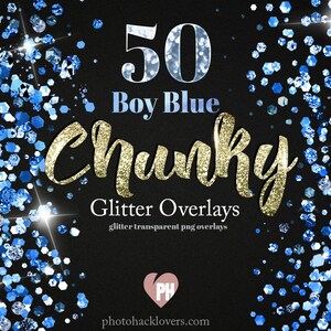 50 Chunky Blue Glitter overlays- Transparent Png- glitter clip art, Glitter Digital Download - 25 HIGH RESOLUTION Files- commercial use