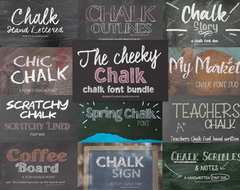 Cheeky Chalk Font Bundle - 12 Fun Hand-Drawn Styles