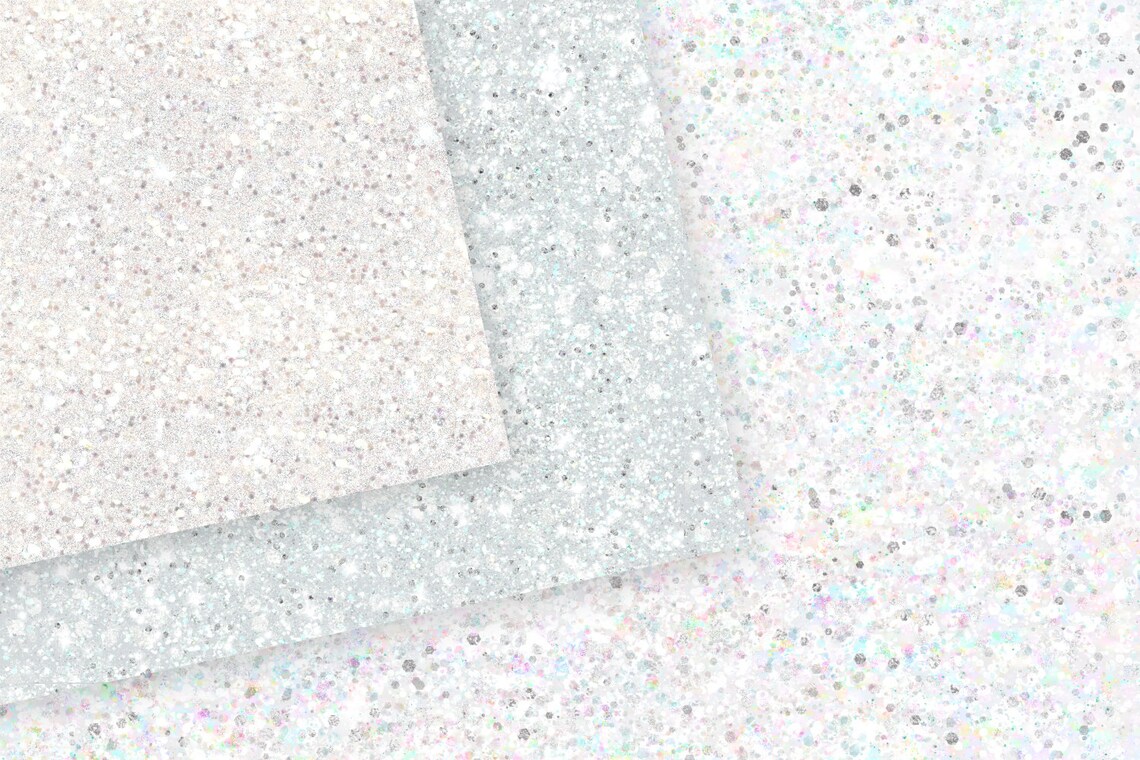 White Glitter Digital Papers Glitter Graphics Paper Pack Etsy