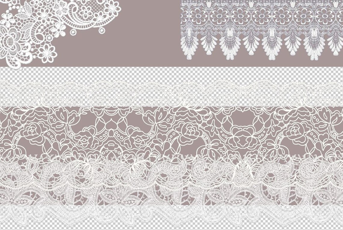Bridal Lace Overlays, Vintage Floral White (12 Transparent Pngs) - Etsy