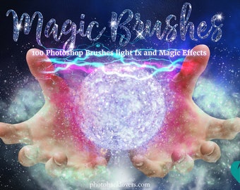 100 magic Photoshop brush, magic wand Photoshop brushes, dust photoshop, magic overlay, photoshop effect, photoshop halloween photo overlays