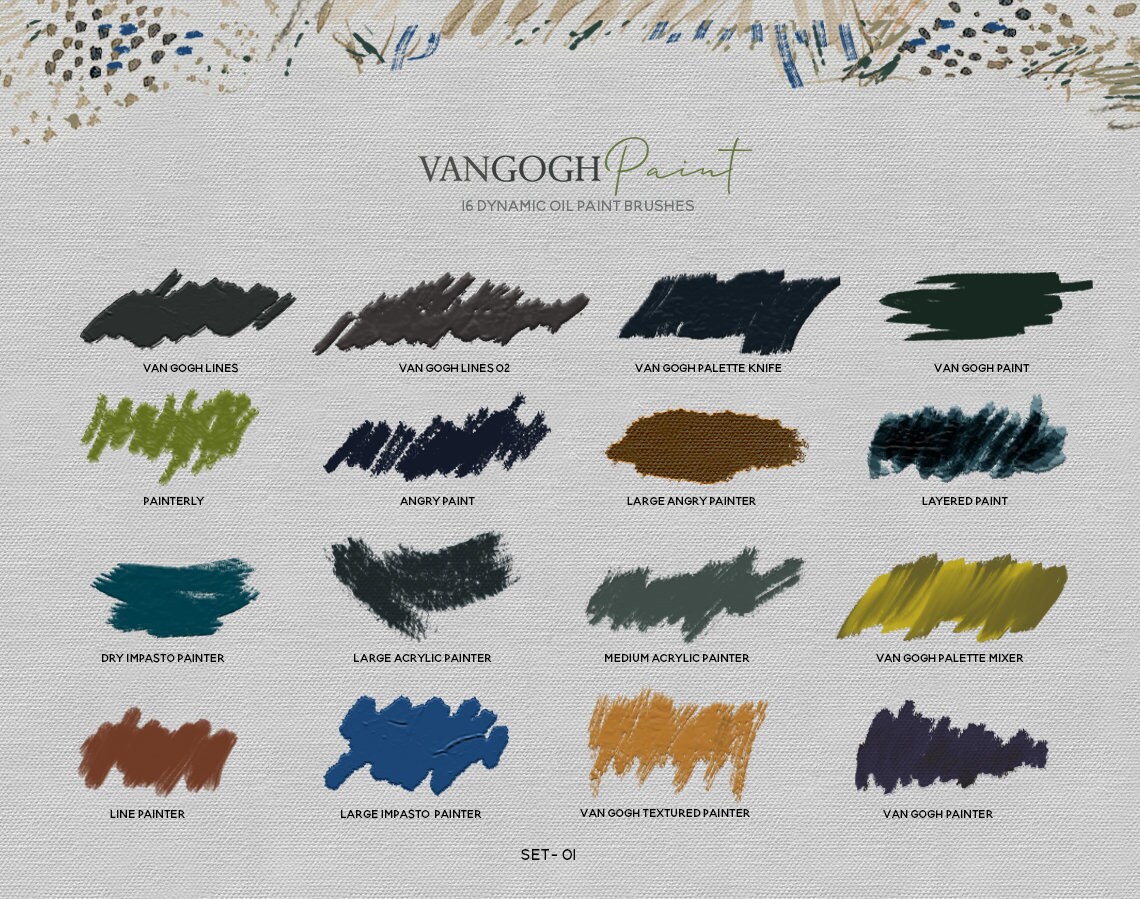 Vincent Van Gogh Brushes A Set of 60 Dynamic Etsy