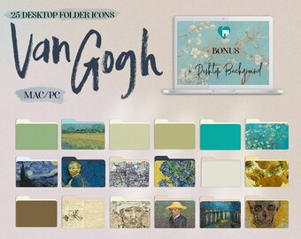 Van Gogh Desktop Folder Icons, Mac PC iOS App Customization, Digital Download