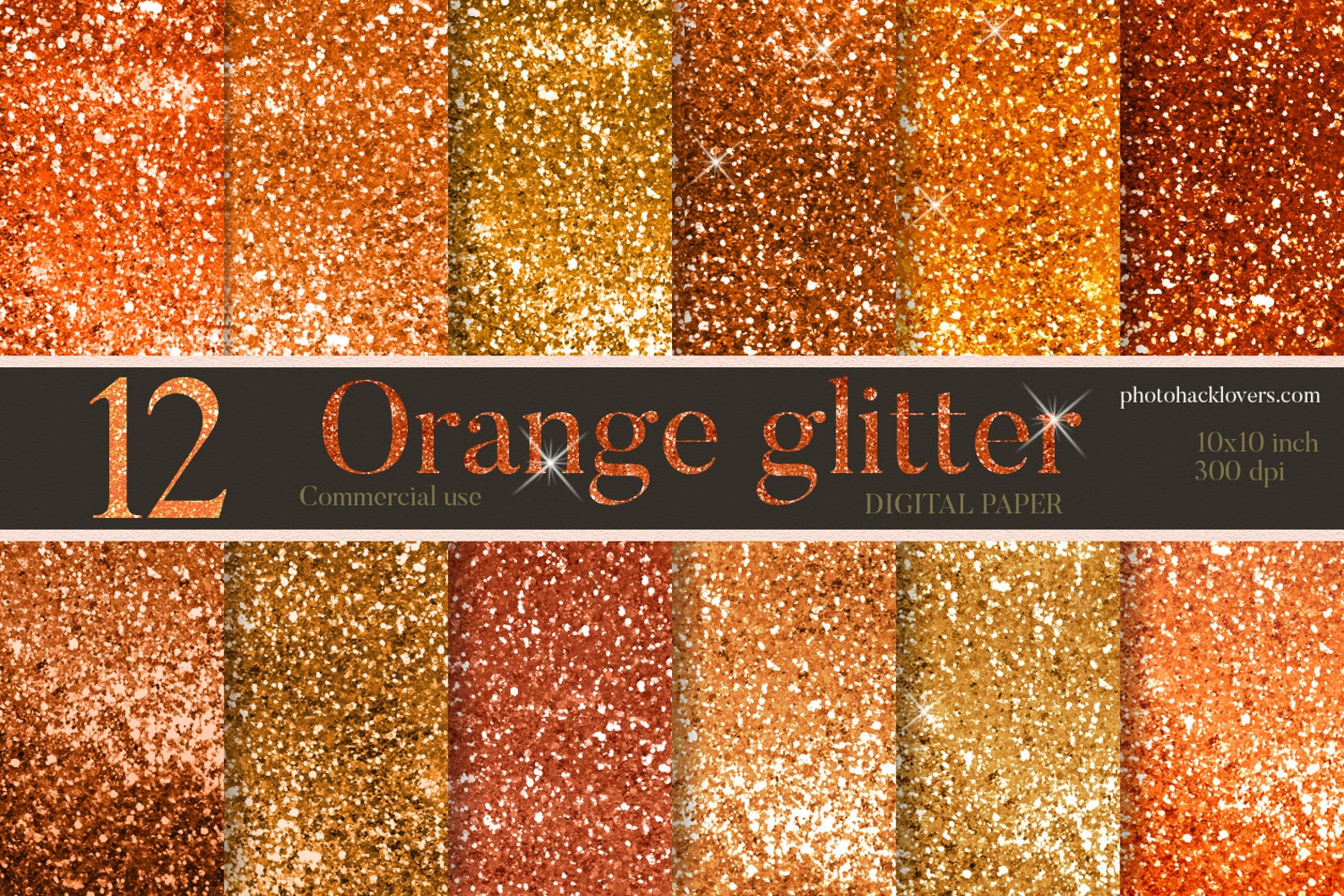 Orange Glitter Digital Paper glitter Digital Paper Etsy