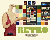 Retro Color Palette Swatches, Photoshop Illustrator Procreate colors, Digital Download