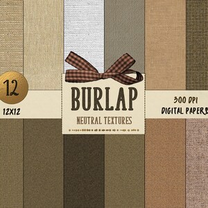 Scrapbooking, papier numérique, rustique, imprimable, bois, textures NEUTRE, toile de jute, papier artisanal « BURLAP PAPER », papier numérique en tissu, invitations,