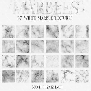 Puede incluir: 37 texturas de m&aacute;rmol blanco, 300 DPI, 12x12 pulgadas.