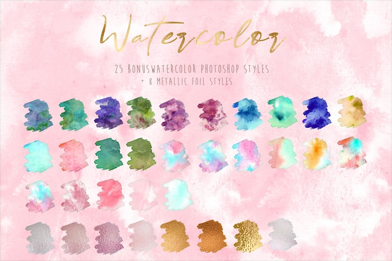 watercolor  brushes, 100 WATERCOLOR PHOTOSHOP brushes CS6 and above watercolor Photoshop brushes Watercolor brush stroke brushes