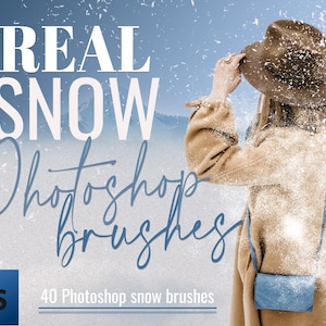 40 Real Snow PHOTOSHOP BRUSHES -  ABR Winter Photoshop Brushes, Christmas Brushes, Photoshop Overlays, Lightroom Brushes, Frost Brushes