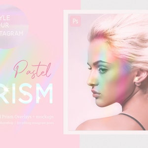 22 rainbow Instagram Post Templates - Prism Rainbow Overlays, light effects with Blush psd coloring- easy drag and drop presets