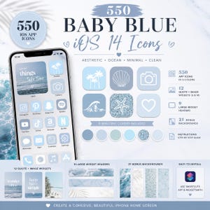 Ocean Blue iOS App Icons: Pastel Coastal Style, 550 PNG Files