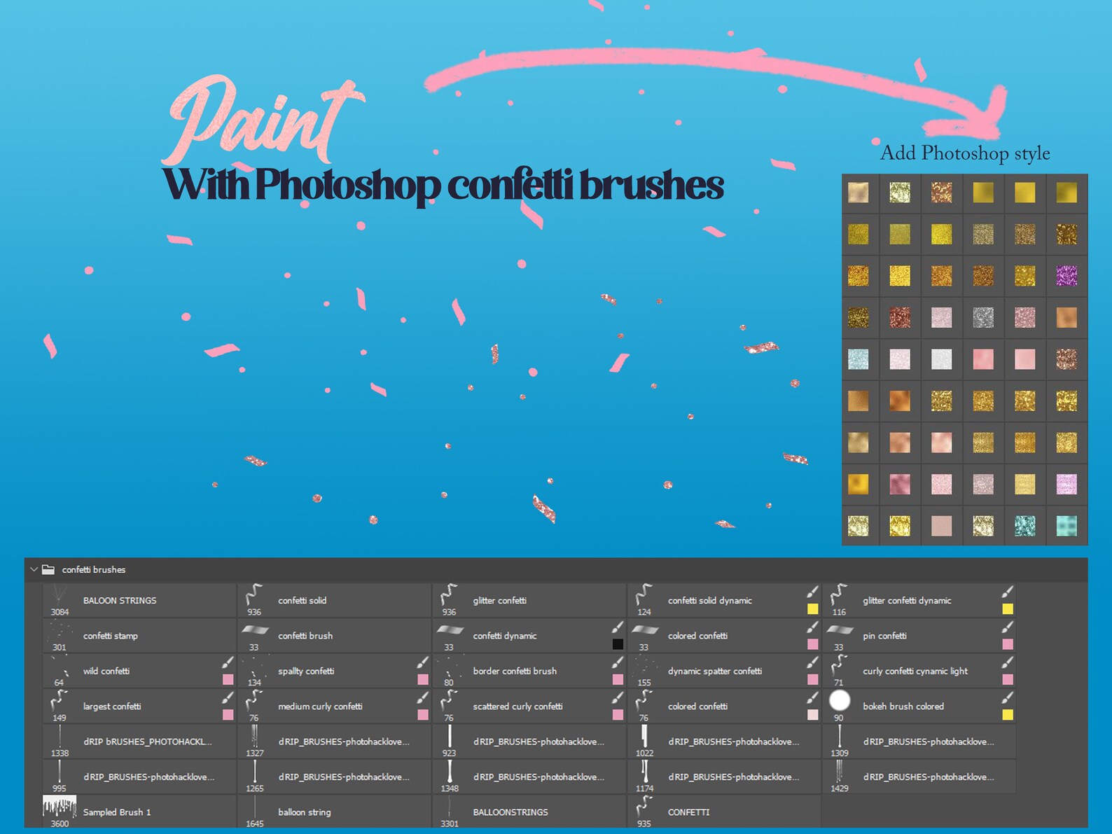 20 Realistic Confetti Brushes Confetti Overlays Etsy