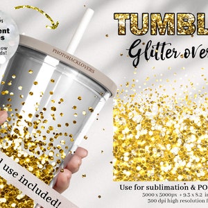 60 Yellow Glitter Tumbler Overlays- Yellow glitter tumbler wrap- Tumbler overlays - Commercial use png files POD Sublimation
