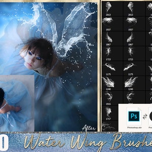 Water Fairy wings Photoshop brushes - water photoshop - water photoshop brushes- water overlays, -WORKS IN  procreate 5 and photoshop