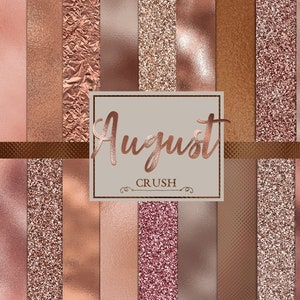 August Rose gold digital paper, Rose Gold clipart, Rose Gold background - Rose Gold printable, Glitter, Gold Foil, rose gold digital papers,