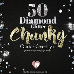 50 Chunky Diamond Glitter- Glitter Overlays- Transparent Png- glitter clip art, Glitter Digital Download - HIGH RESOLUTION - commercial use