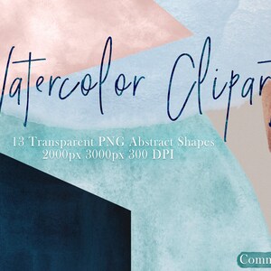 13 Watercolor Shapes Clipart - Abstract Shapes- Watercolor, Textures, Clipart, Shapes, Printable, Commercial Use