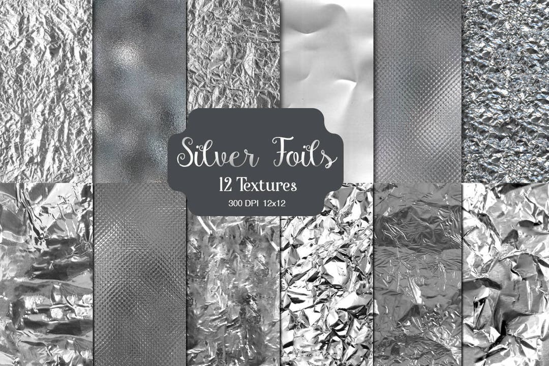 SILVER SCRAPBOOK PAPER Printable Digital Paper Silver Foil Paper Silver