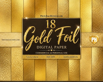 Gold Foil Digital Paper: 18 Seamless Metallic Backgrounds