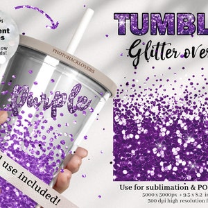 60 Purple Glitter Overlays-Purple glitter tumbler wrap- Tumbler overlays - Commercial use png files POD Sublimation Digital download