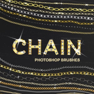 40 Chain Photoshop Brushes- Chain Photoshop Brush Pack-30 Gold & Silver Photoshop Styles- 40 kettingkettingborstels, sprankelende sieradenborstel