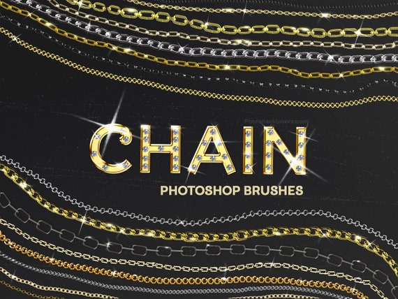 Jewelry Chain Photoshop Brushes, Gold & Silver Styles (40 Brush Set)