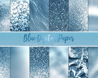 Light Blue Glitter Digital Paper – Sky Blue Sparkle Backgrounds jpgs