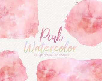 Rose Gold Watercolor Clipart: Hand-Painted Pink Brush Strokes