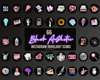 Instagram icon aesthetic -Black Aesthetic Instagram Highlight Icons- Instagram Retro -Instagram Story Highlight Icons - Instagram Stories