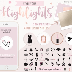 Instagram highlights- Rose Gold Instagram Story Highlight Icons, Instagram Story Template, Instagram Bundle, Instagram Icons