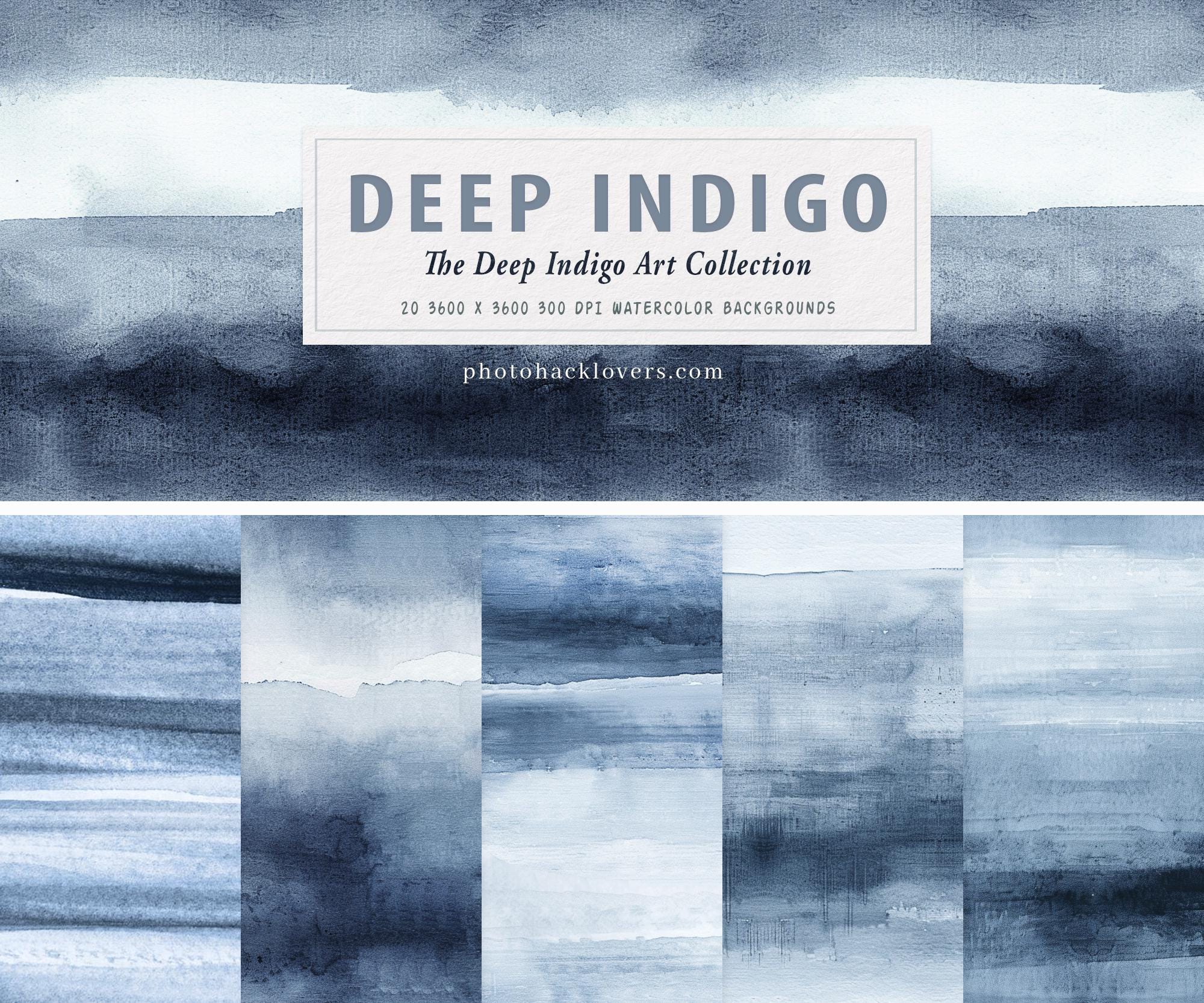 Deep Indigo Watercolor Backgrounds- 15 Blue Digital Papers, 12x12, Printable textures for wedding invites, Art, Scrapbooking, Canva