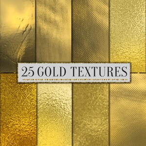 May include: A set of 25 gold textures, featuring a variety of metallic finishes and patterns. These digital textures are perfect for adding a touch of luxury to your designs.