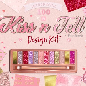 VALENTINE GRAPHICS bundle- Heart PHOTOSHOP brushes, heart patterns, valentine backgrounds, Pink, Red Glitter Photoshop styles and gold foil