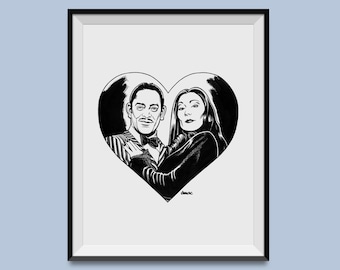 Gomez and Morticia Addams 8" x 10" Print