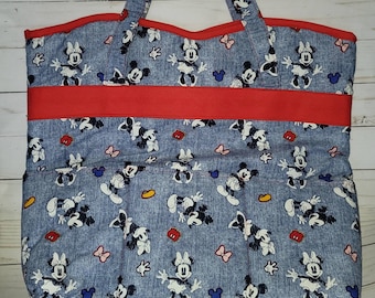 Handmade Disney Mickey and Minnie Cotton Tote Bag