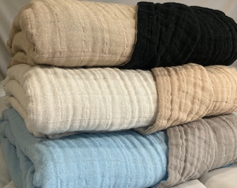 Gauze Blanket Reversible Gauze Blanket Neutral Tones Summer