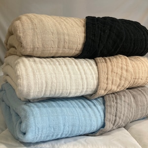 Gauze Blanket | Reversible Gauze Blanket | Neutral Tones | Summer Blanket | Handmade | Throw