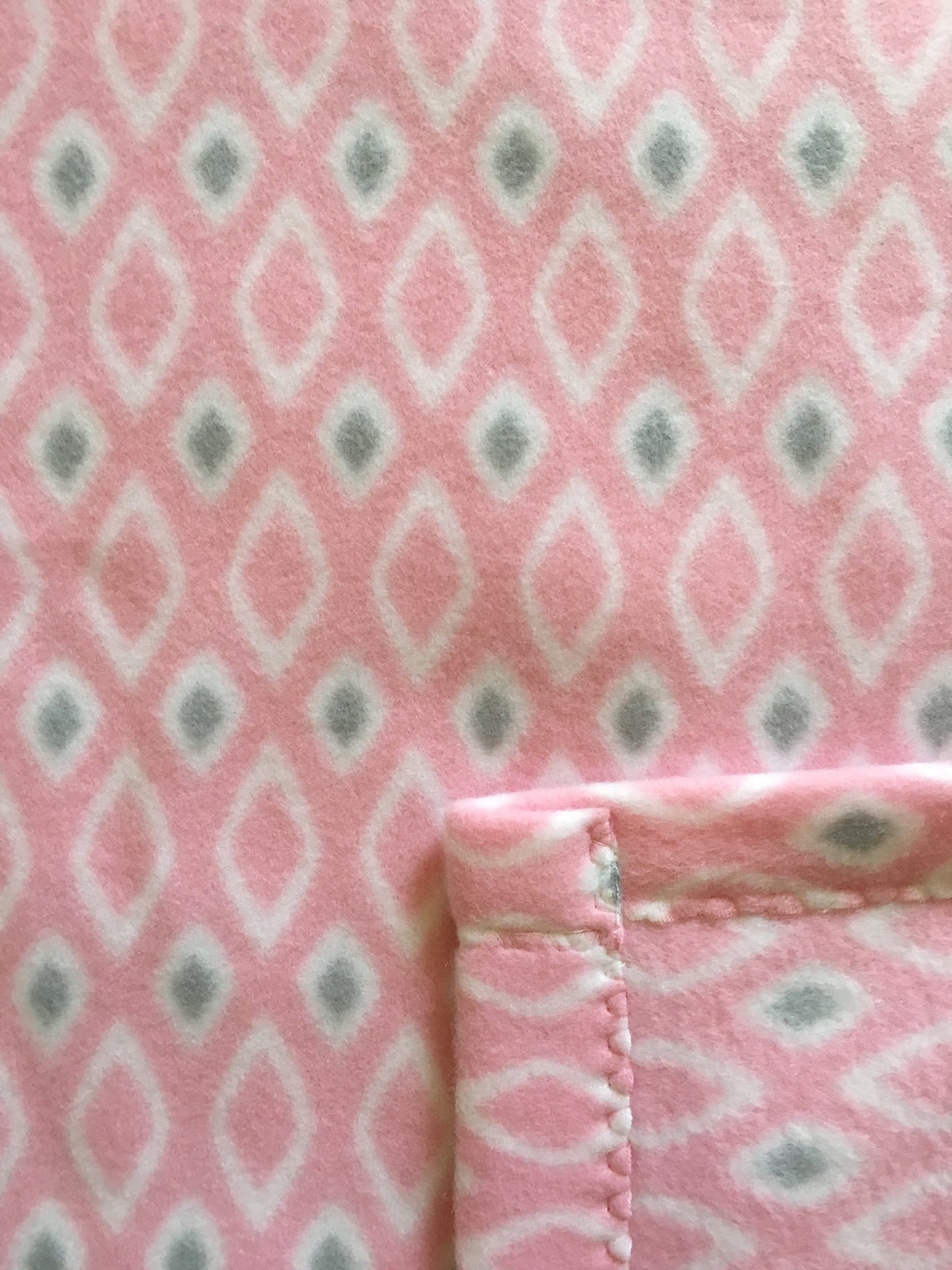 Pastel Pink Fleece Blanket Adult Geometric Blanket - Etsy