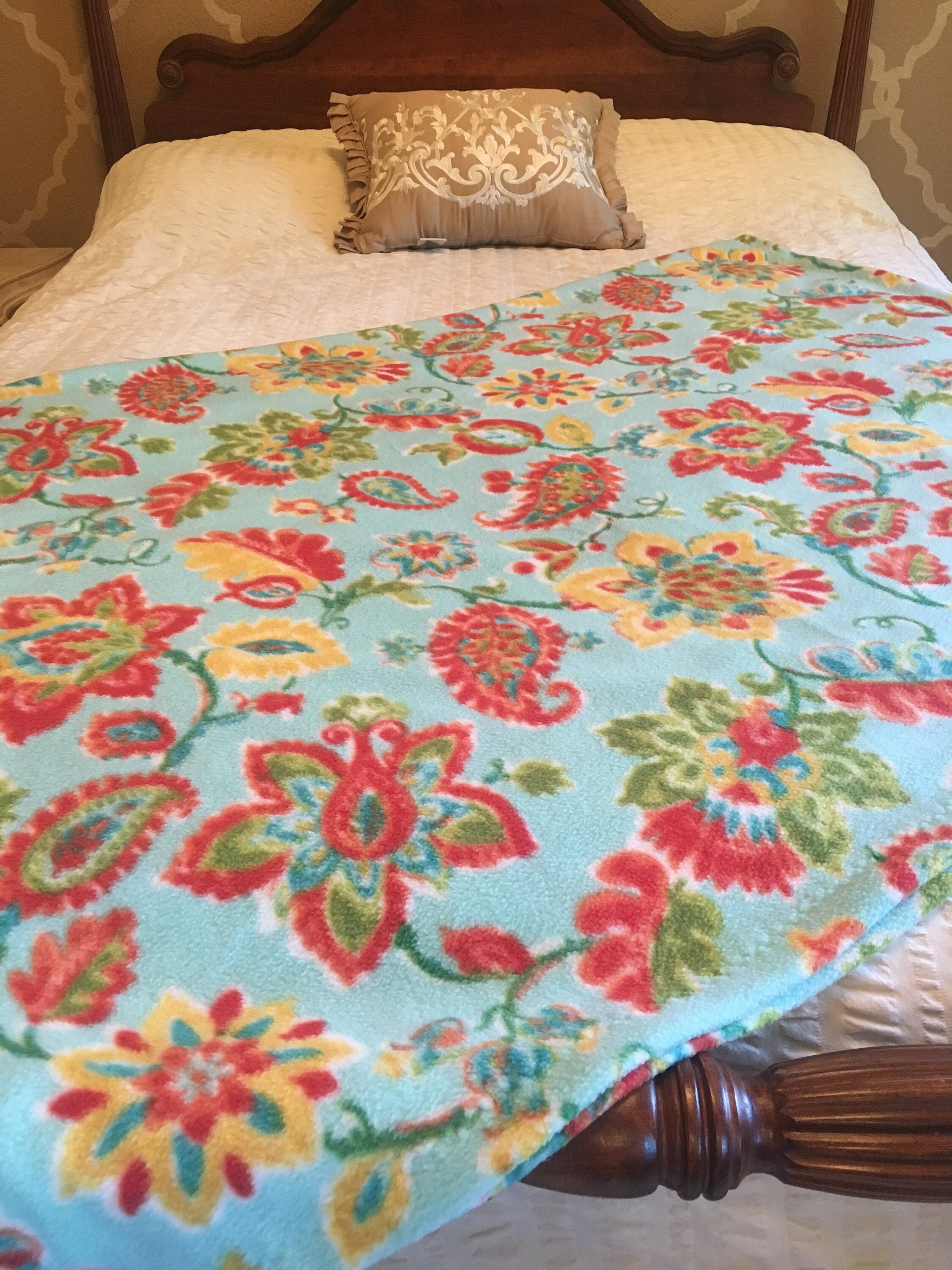 Vintage Fleece Blanket Floral Fleece Blanket Adult Paisley Etsy