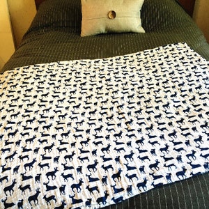 Deer to Me Cobalt Blue | Gauze Blanket | Adult Swaddle | Deer Print | Lightweight Breathable Organic Cotton | Summer Blanket