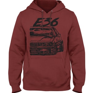 E36 Hooded Sweatshirt M3 Hoodie Auto Racing Hoodie E36 Hoodie German Car Hoodie Maroon